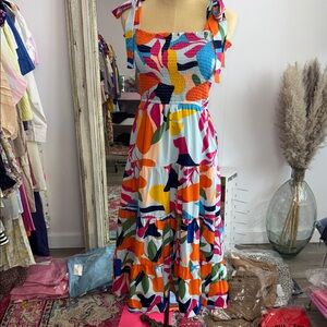 THML Colorful Abstract Midi Dress